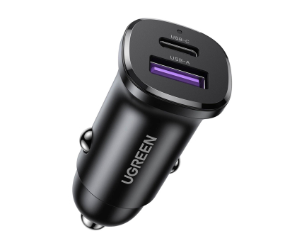 Ładowarka i akumulator UGREEN Ładowarka samochodowa EC305 USB-C + USB 30W czarna